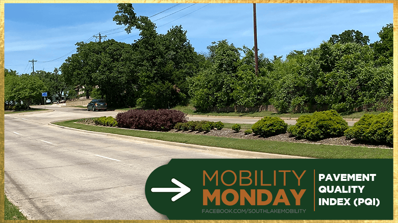 Picture shows car driving on a Southlake road.