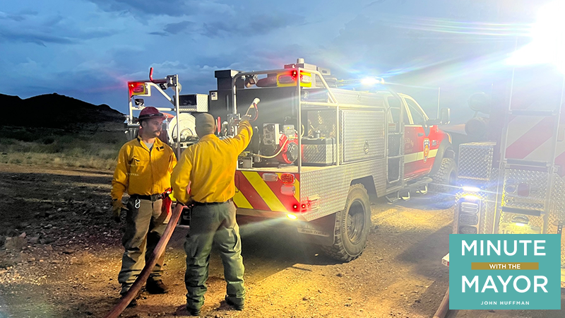 Southlake Firemen standing in front of a Fire Department apparatus