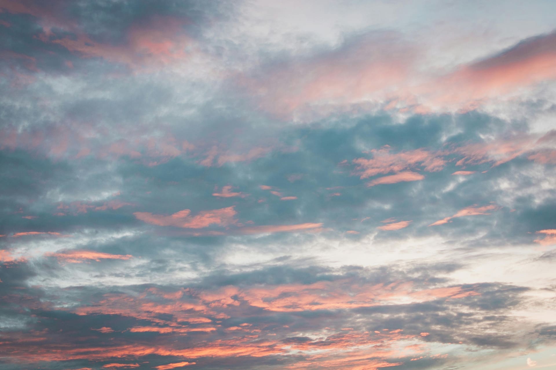 Clouds lit up in pink hues during a sunset