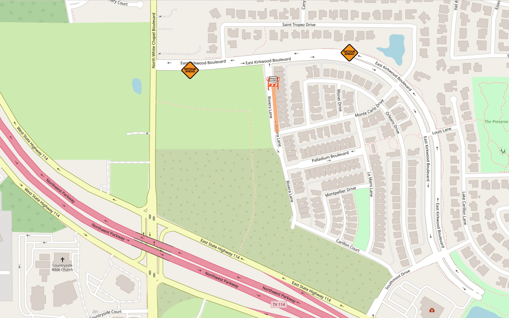 Photo of a map indicating where construction is occurring.
