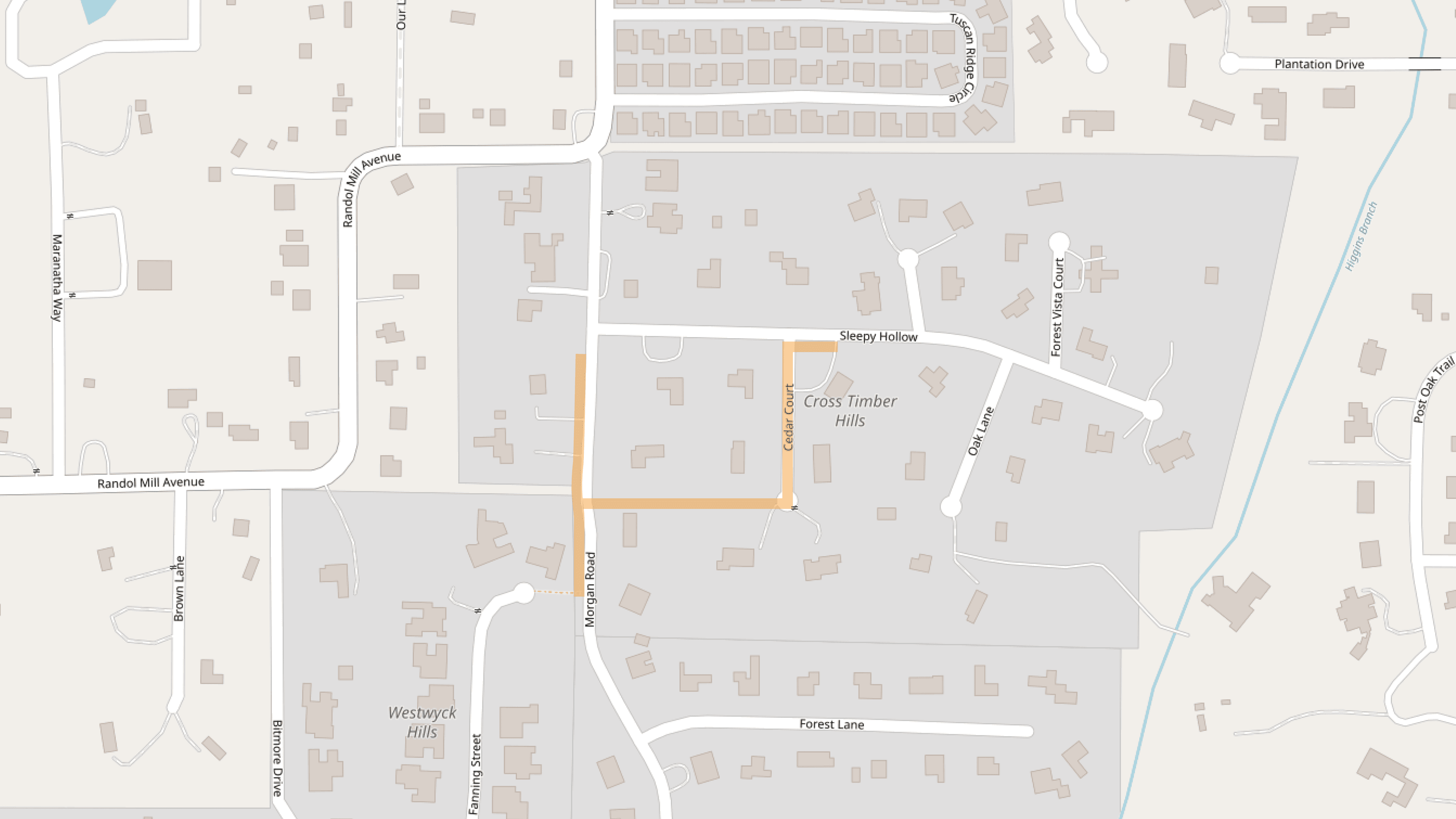 Map of the city indicating where roadwork is occurring