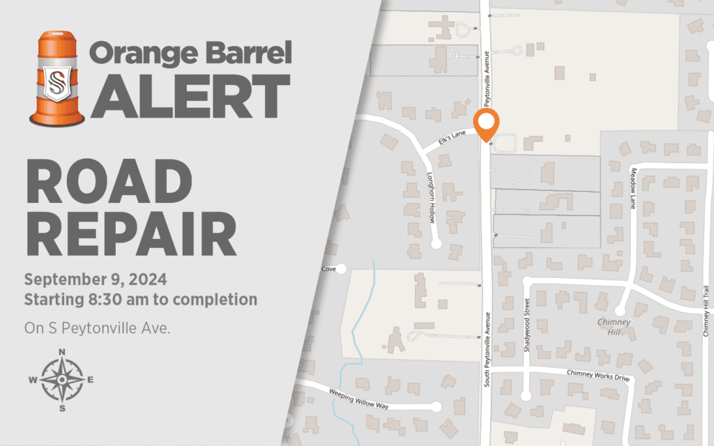 Map of the city indicating where roadwork is occurring