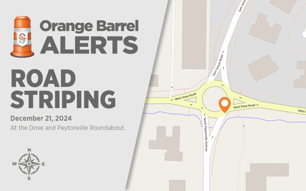 Map of the city indicating where road work is occurring