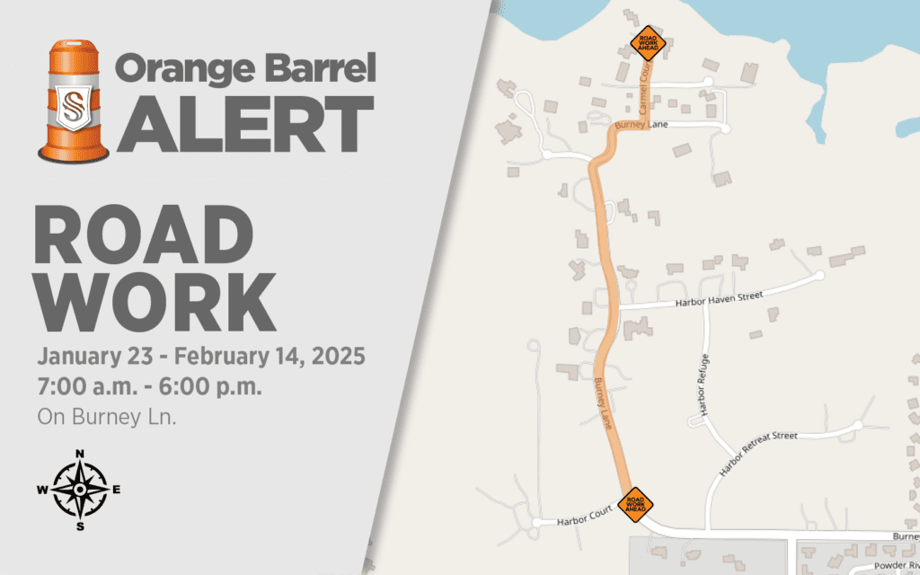 Map of the city indicating where roadwork is occurring