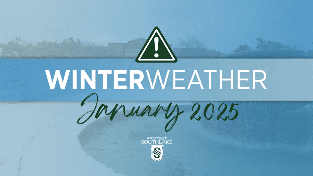 Blue graphic giving updates on winter weather