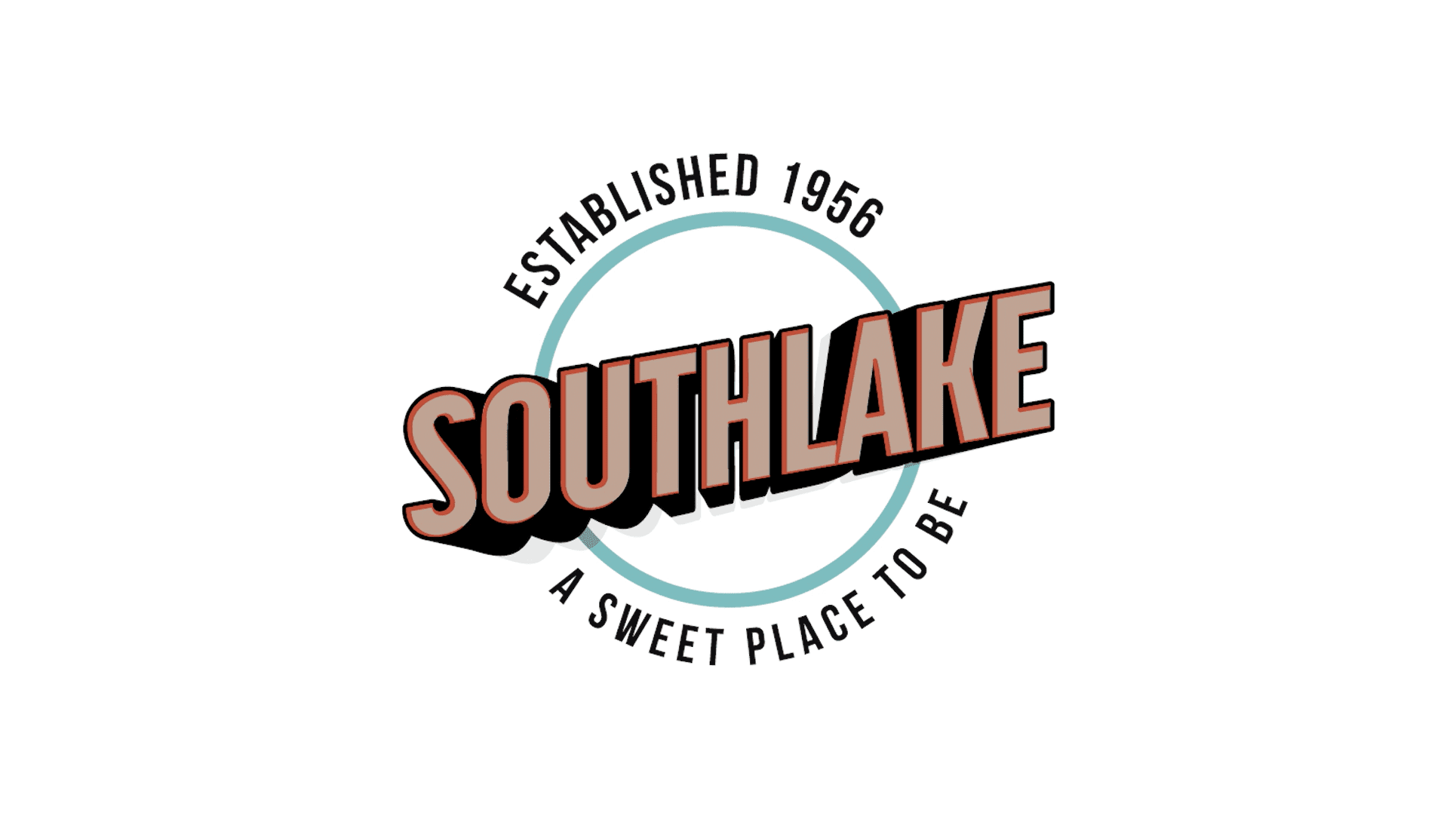 Logo with the words “Established 1956” above a blue circle, “SOUTHLAKE” in large bold letters across the center, and “A Sweet Place to Be” curved along the bottom of the circle.