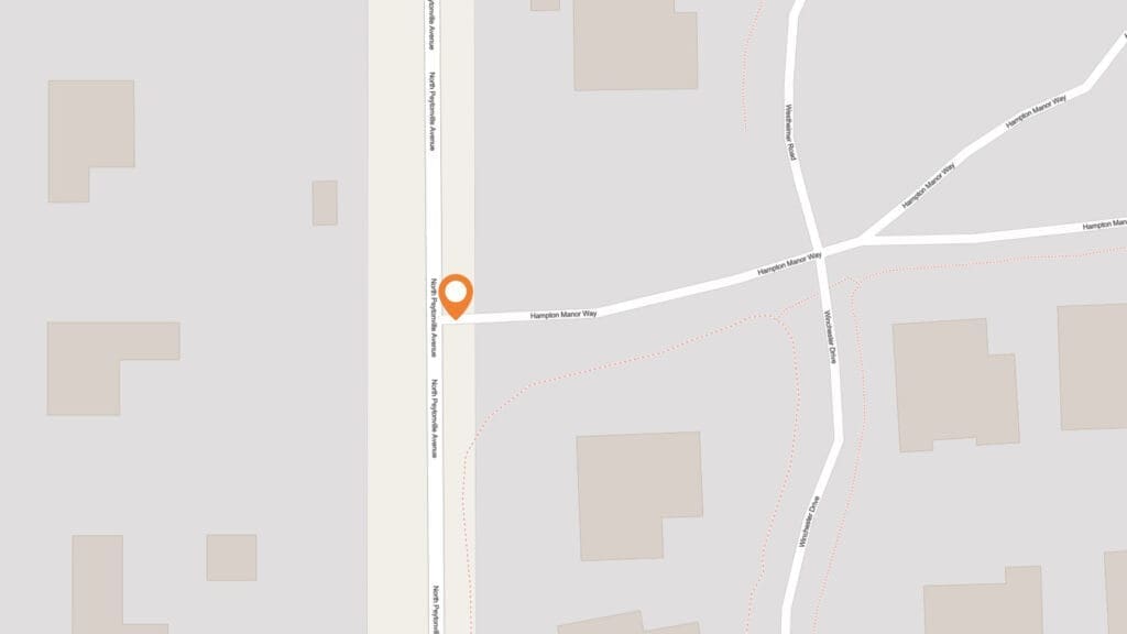 A map shows an intersection of Hampden-Sydney Road and Hampden Tavern Way, marked with an orange location pin. Several nearby buildings and roads are also visible.
